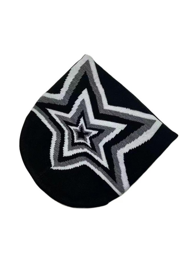 Sumleno Y2k Beanies Star Graphic Crochet Hats for Women Men Cutecore Gyaru Grunge Clothes Alt Emo Accessories Harajuku Streetwear (Black,One Size) - Image 2